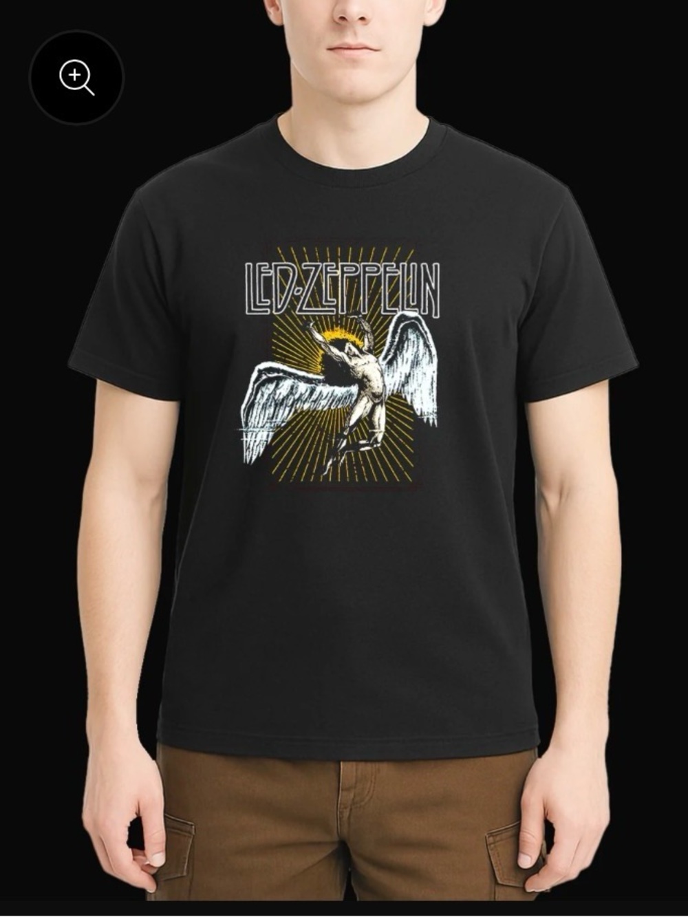 Led Zeppelin Icarus Angel Graphic T-Shirt Black Men’s Size L NWT